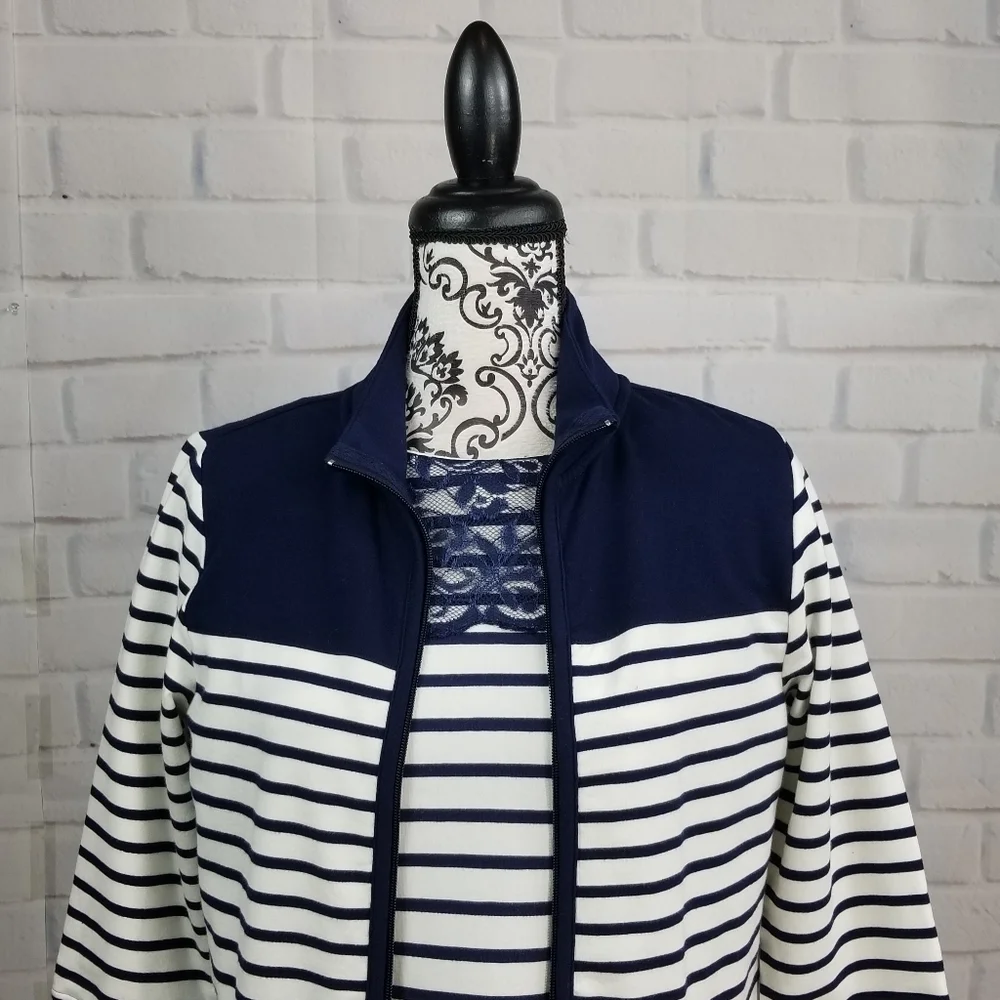 Denim &co jacket set sz xxs stretch knit pockets